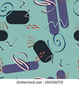 Abstract background of different shapes, seamless pattern.