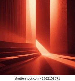 
Abstract background in different tones of red, with plenty of light, detail of stairs on the background, suitable as background or banner for commercial use, success, etc.