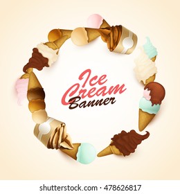 Abstract background with different types of ice cream.