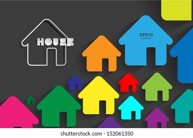 Abstract background digital art design of house icon - Vector illustration
