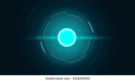 Abstract Background with digital circle in cyan tone. Illustration about Circuit system and  concept.
