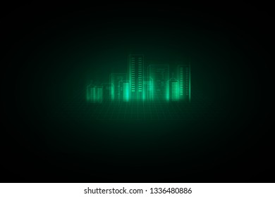 abstract background. Digital city concept. Abstract complex structure of city. vector illustration