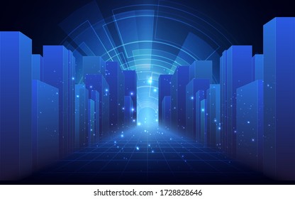 abstract background. Digital city concept. Abstract complex structure of city. vector illustration