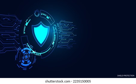 Abstract background digital concept cybersecurity shield anti virus malware spy protection cyber theft security On a blue-black background