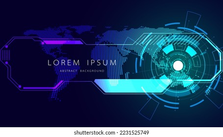 Abstract background digital concept digital map circle hud interface modern futuristic dark blue background for text