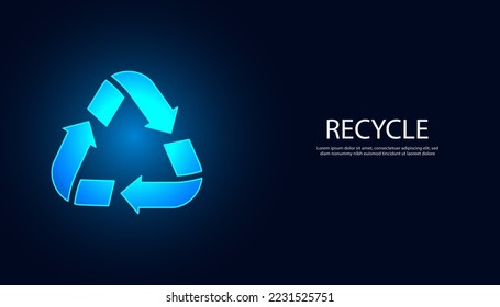 abstract background digital concept recycle symbol environmental protection save earth energy saving modern futuristic dark blue background for text
