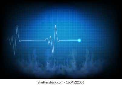 abstract background of digital ECG heartbeat pulse line wave monitor 