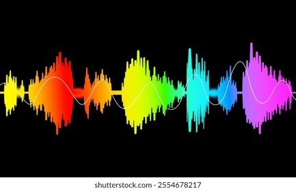 Abstract background, digital equalizer bar graph, digital graphic illustration, frequency graph, sound wave, gradient color bar.