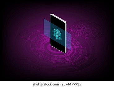Abstract background with digital graphic on smartphone, stock vector
