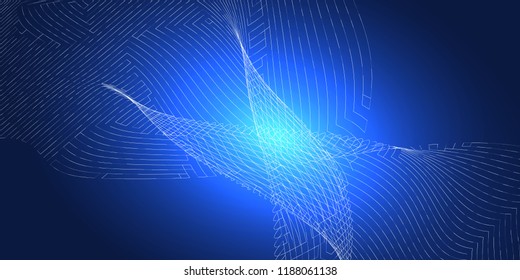 Abstract background digital lines on blue . Technology background vector. Future background.