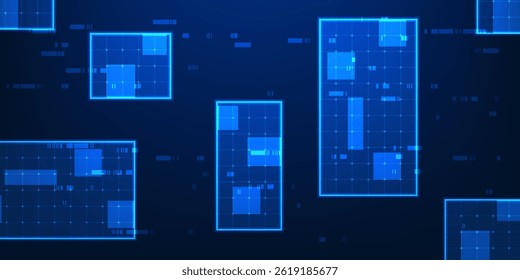 Abstract background of digital scanning technology. Rectangle frame representing data capture, scanning or identification in intelligent system, conveying speed, accuracy, connecting the digital world