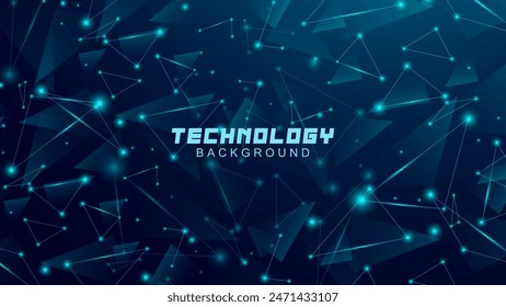 Abstract background digital technology concept. Futuristic triangle lines with blue light particles. suitable for banners, websites, wallpapers, posters
