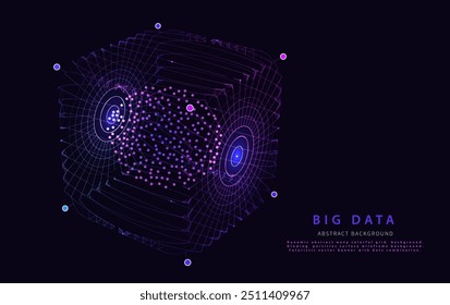 Caja de datos virtual digital de fondo Abstractas . Visualización futurista de análisis de big data. Concepto de datos de criptomonedas. Ilustración vectorial.