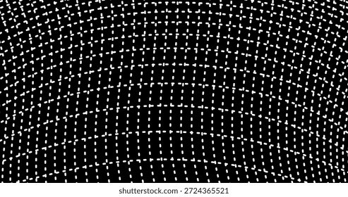 Fundo abstrato com Distorcer espaço Traço partículas em preto e branco