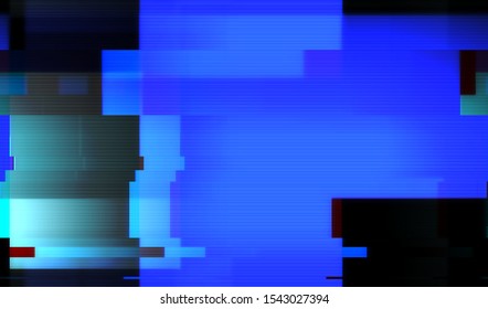 Abstract background of distorted glitch texture. Digital error playing failed media file. Damaged broken pixel video image. Vector illustration.