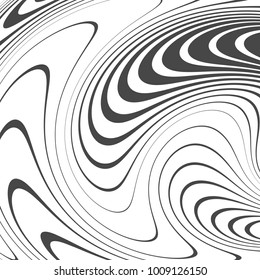 Abstract background with distorted lines. The curvature of space. Fluid motion.