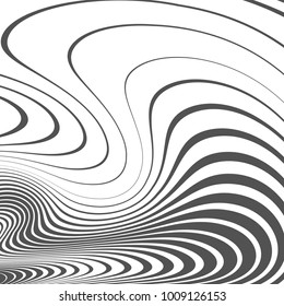 Abstract background with distorted lines. The curvature of space. Fluid motion.