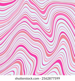 Abstract Background with Distorted Lines. Vector Seamless Pattern with Wavy Stripes. Different Shades of pink Decorative Distortion Effect