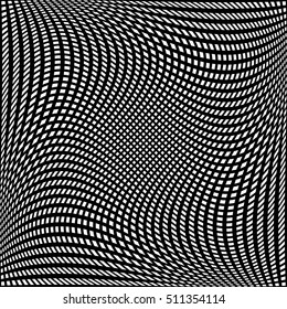 Abstract background of distorted ornate grid in black and white colors