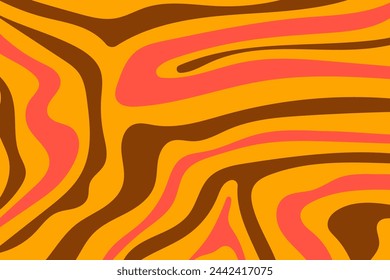 Abstract background with distorted waves 60s 70s style. Psychedelic trendy wave pattern.