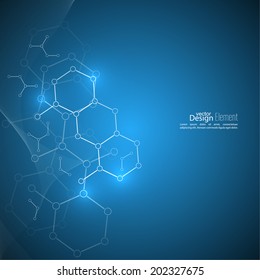 Abstract background with DNA molecule structure. genetic and chemical compounds