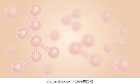Abstract background with DNA molecules. Science banner with 3D molecular structures on pink background. Infographics. Background for design. Vector illustration.