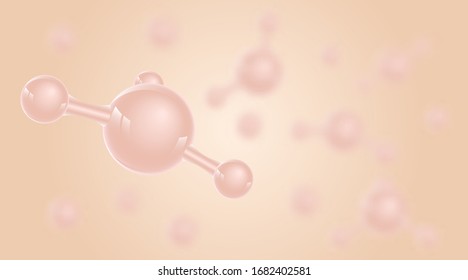 Abstract background with DNA molecules. Science banner with 3D molecular structures on pink background. Infographics. Background for design. Vector illustration.