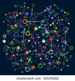 Abstract background with DNA strand, atom, molecule structure. genetic and chemical compounds. Vector Illustration