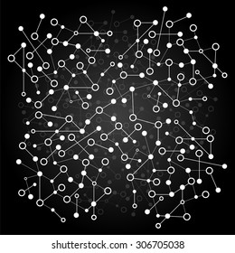 Abstract background with DNA strand, atom, molecule structure. genetic and chemical compounds. Vector Illustration