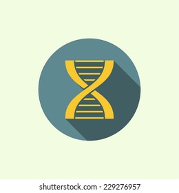 Abstract Background With DNA Strand Molecule Structure. Genetic And Chemical Compounds. Icon With A Long Shadow