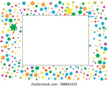 abstract background document, colorful geometric shapes, star, square, triangle. Color vector illustration.