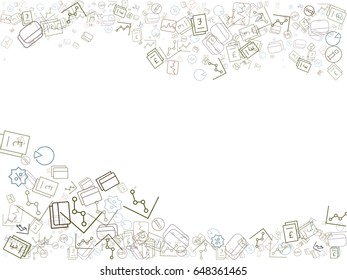 Abstract background for documents from business statistics icons, money icons, business growth, graphs, opportunities, market segments