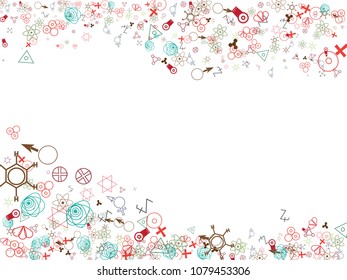 Abstract background for documents chemical signs, astrological signs. Colored Vector illustration.