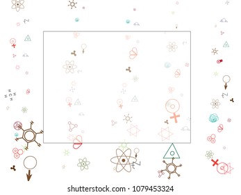 Abstract background for documents chemical signs, astrological signs. Colored Vector illustration.