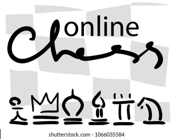 Abstract background for documents of chess pieces. The inscription is online chess.