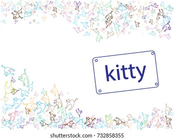 Abstract background for documents colorful cats with a raised tail. Color vector illustration of a colorful cats.