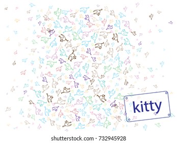 Abstract background for documents colorful cats with a raised tail. Color vector illustration of a colorful cats.