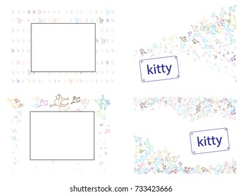 Abstract background for documents colorful cats with a raised tail. 