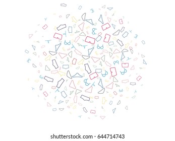 Abstract background for documents lingerie. Women's panties, swimming trunks, bra. Colored Vector illustration.