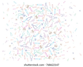 Abstract background for documents of multicolored combs. Color vector illustration on a subject of care of hair.Colored combs of different shapes.