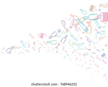 Abstract background for documents of multicolored combs. Color vector illustration on a subject of care of hair.Colored combs of different shapes.
