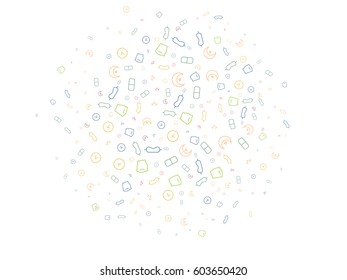 Abstract background for documents, objects for sleep, alarm clock, glasses, pillow, sleeping pills, month, stars. Color vector illustration.