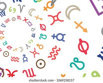 Abstract background for documents on the subject of astrology. Astrological signs. Colored Vector illustration.