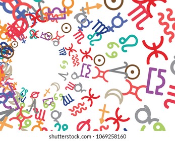 Abstract background for documents on the subject of astrology. Astrological signs. Colored Vector illustration.