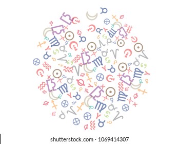 Abstract background for documents on the subject of astrology. Astrological signs. Colored Vector illustration.