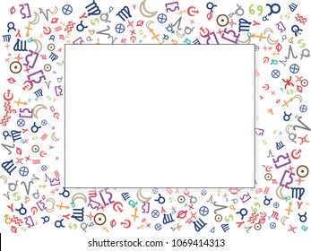 Abstract background for documents on the subject of astrology. Astrological signs. Colored Vector illustration.