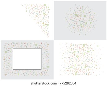 Abstract background for documents on the subject of sore throat. Color vector illustration of medicine, pipette, tea with lemon, silhouette of face.