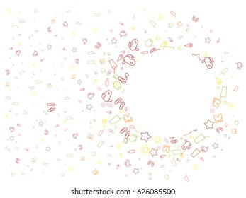 Abstract background for documents on a theme of summer and relaxing at sea. Icons shorts, asterisks, swimming mask, ice cream, beach slippers, a glass with a straw, a life ring, ice cream