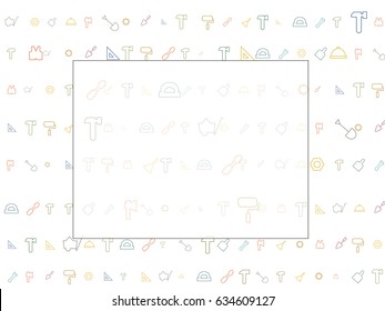 Abstract background for documents on the theme house repair. Icons of a ruler, protractor, roller for painting, brushes, nuts, plunger, trowel for laying cement, spatula, screwdriver, wrench