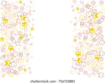 Abstract background for documents on the theme of the Year of the Dog. A dog collar, a dog's head, dog tracks, a ball. Colored Vector illustration.